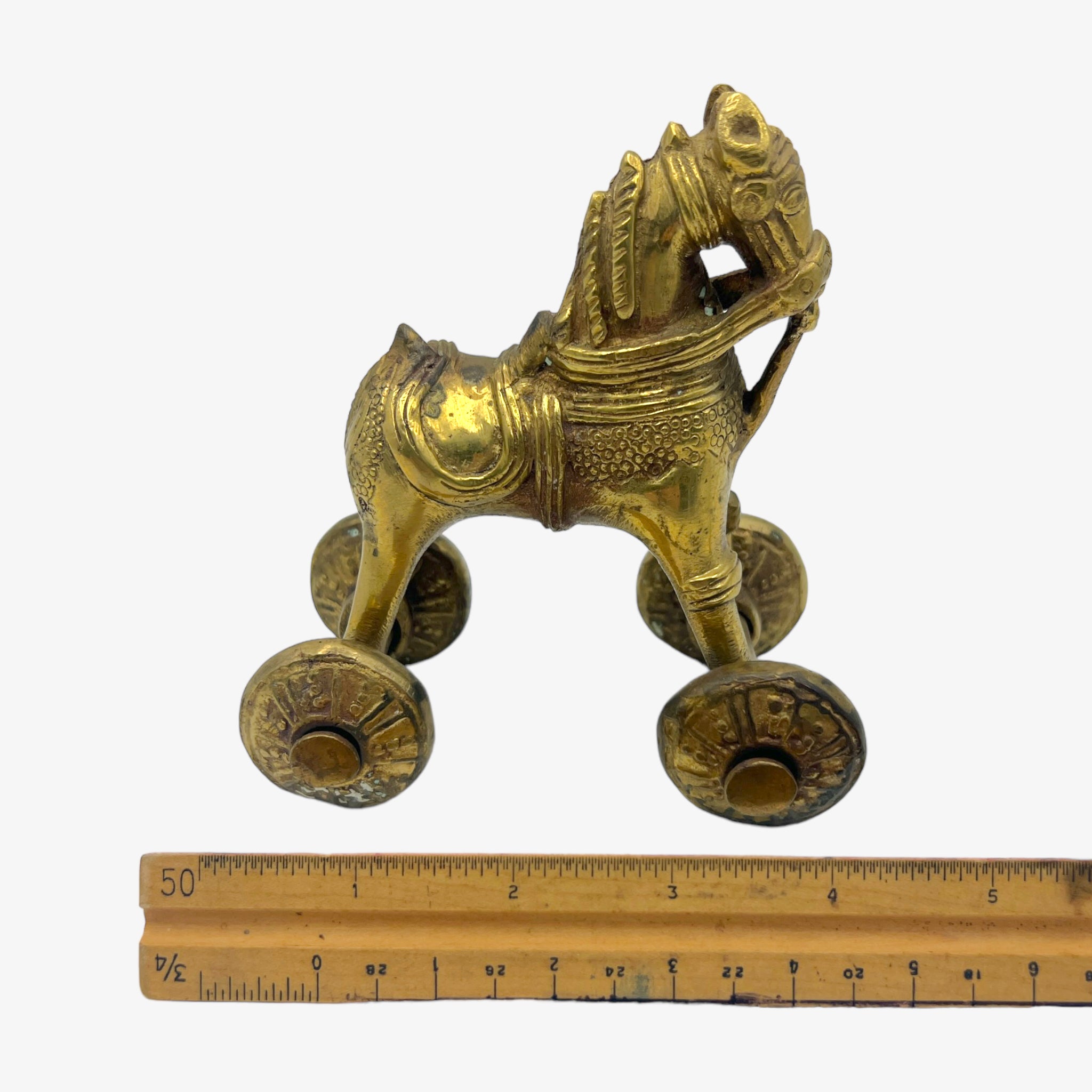 Antique Brass Horse Temple Toy From India