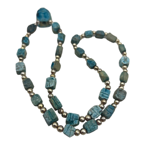 Antique Egyptian Faience Scarab Beaded Necklace