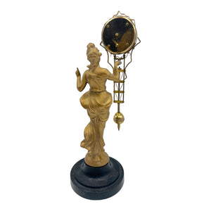 Vintage Linden "Diana" Bronze Statue Pendulum Clock