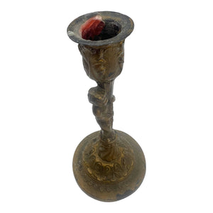 Antique Victorian Bronzed Cherub Candle Holder