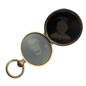 Antique Victorian Locket With Tin Type Photos