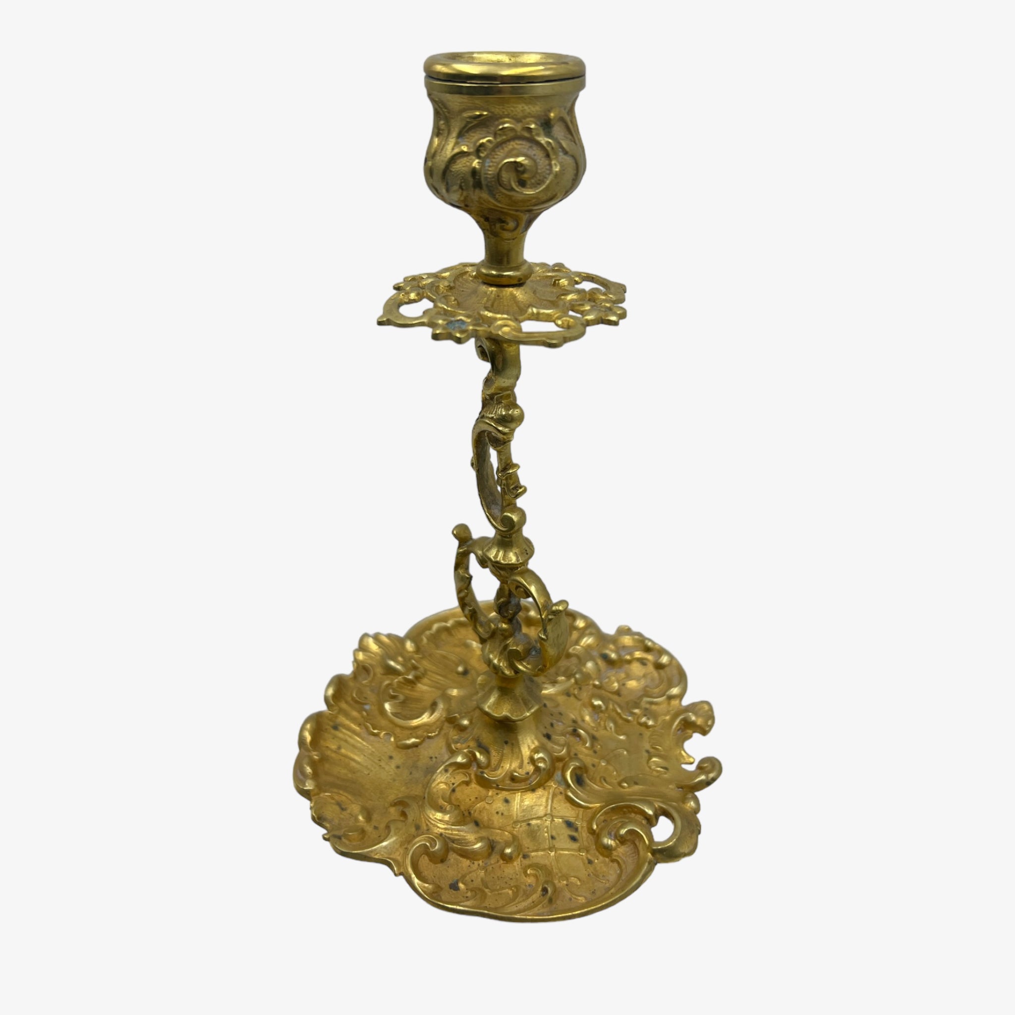 Antique Art Nouveau German Brass Candle Holder