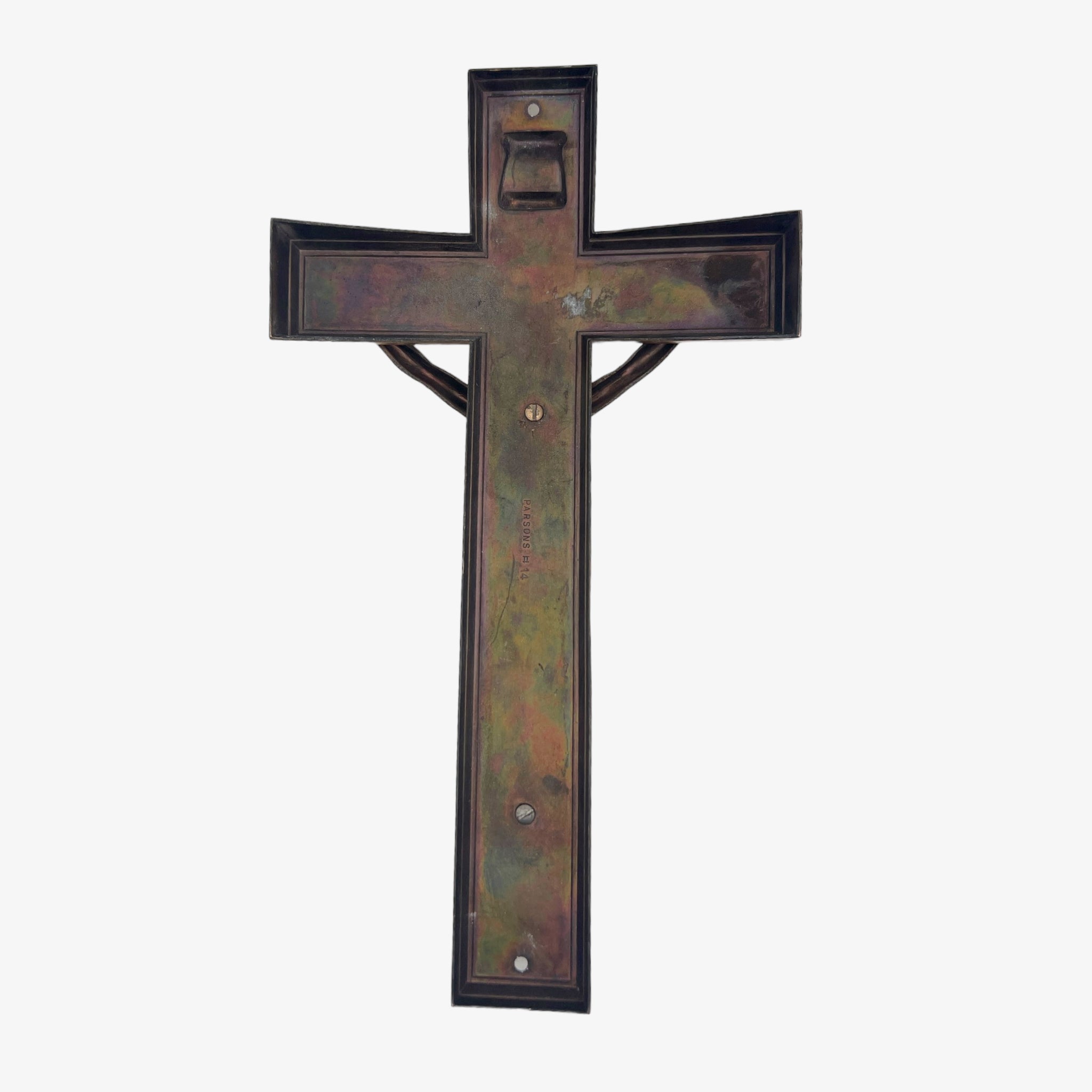 Vintage Cast Metal Casket Crucifix - Copper Color