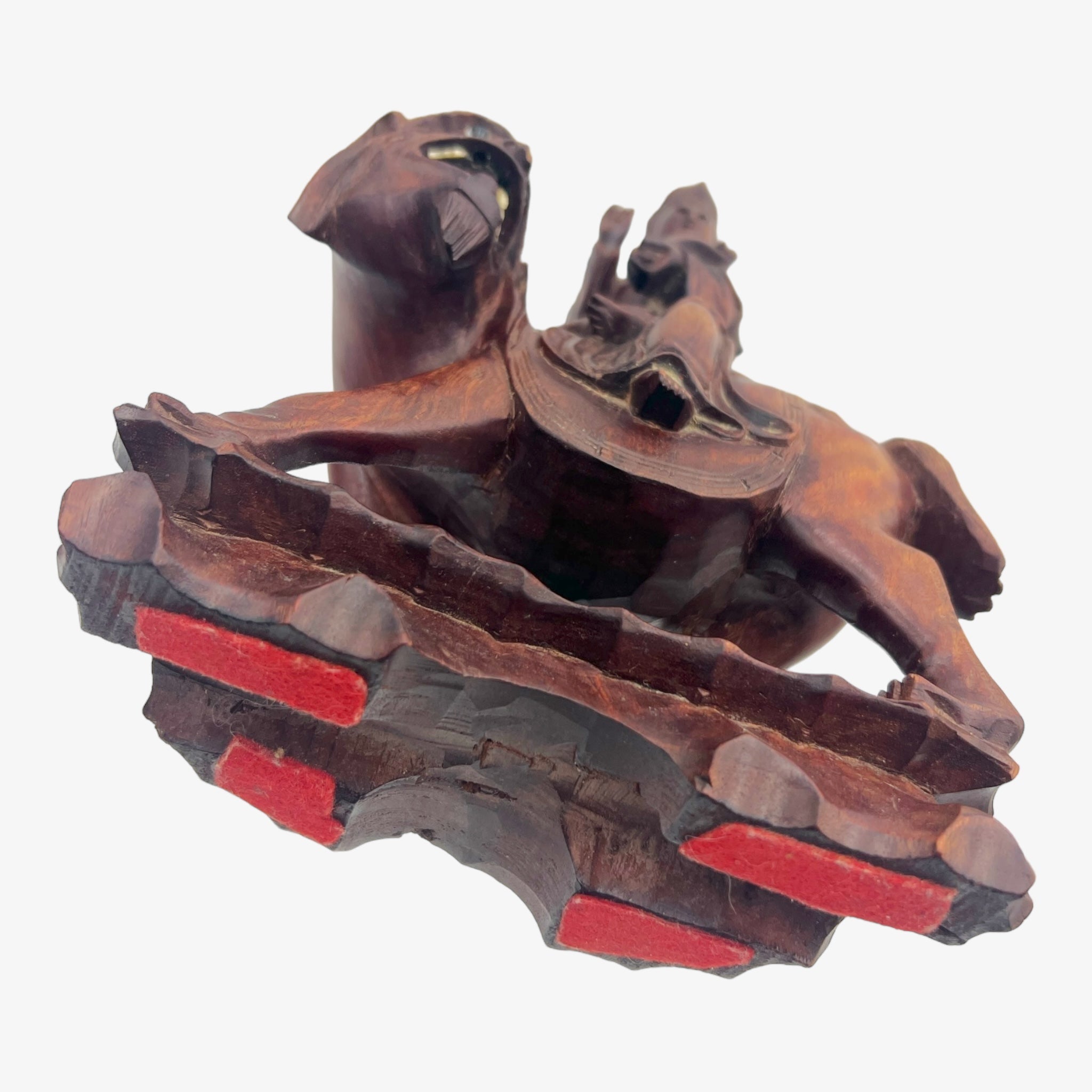 Vintage Boxwood Guanyin Riding Foo Dog Creature