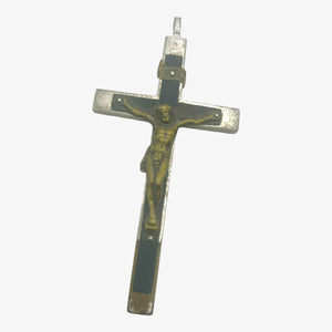 Antique Inlaid Ebony Pectoral Crucifix Pendant