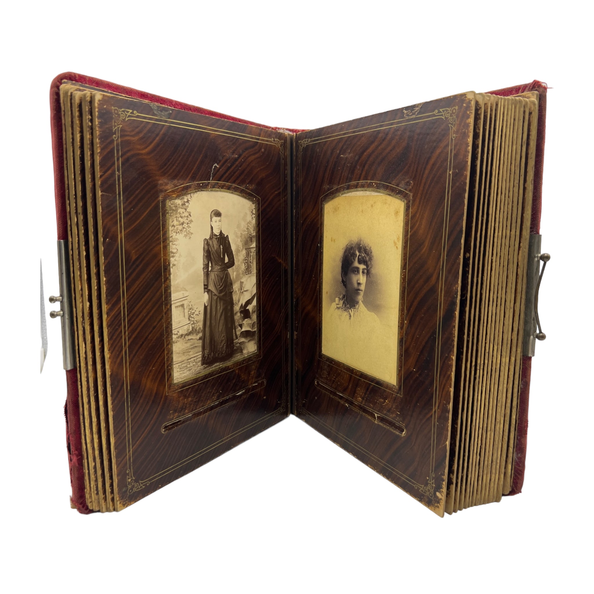 Antique Victorian Photo Album Complete With 54 Cabinet Cards