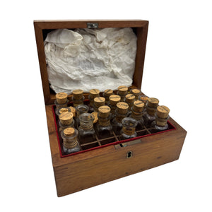 Antique Apothecary Chemist Travel Set Box & Bottles