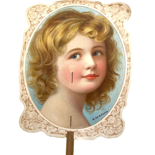 Antique Victorian Borden's Condensed Milk Hand Fan Advertisement