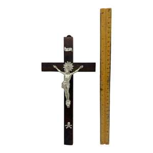 Vintage Wood Skull & Crossbone Crucifix