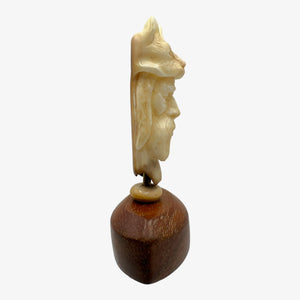 Fossil Walrus Tooth Mountain Man Carving