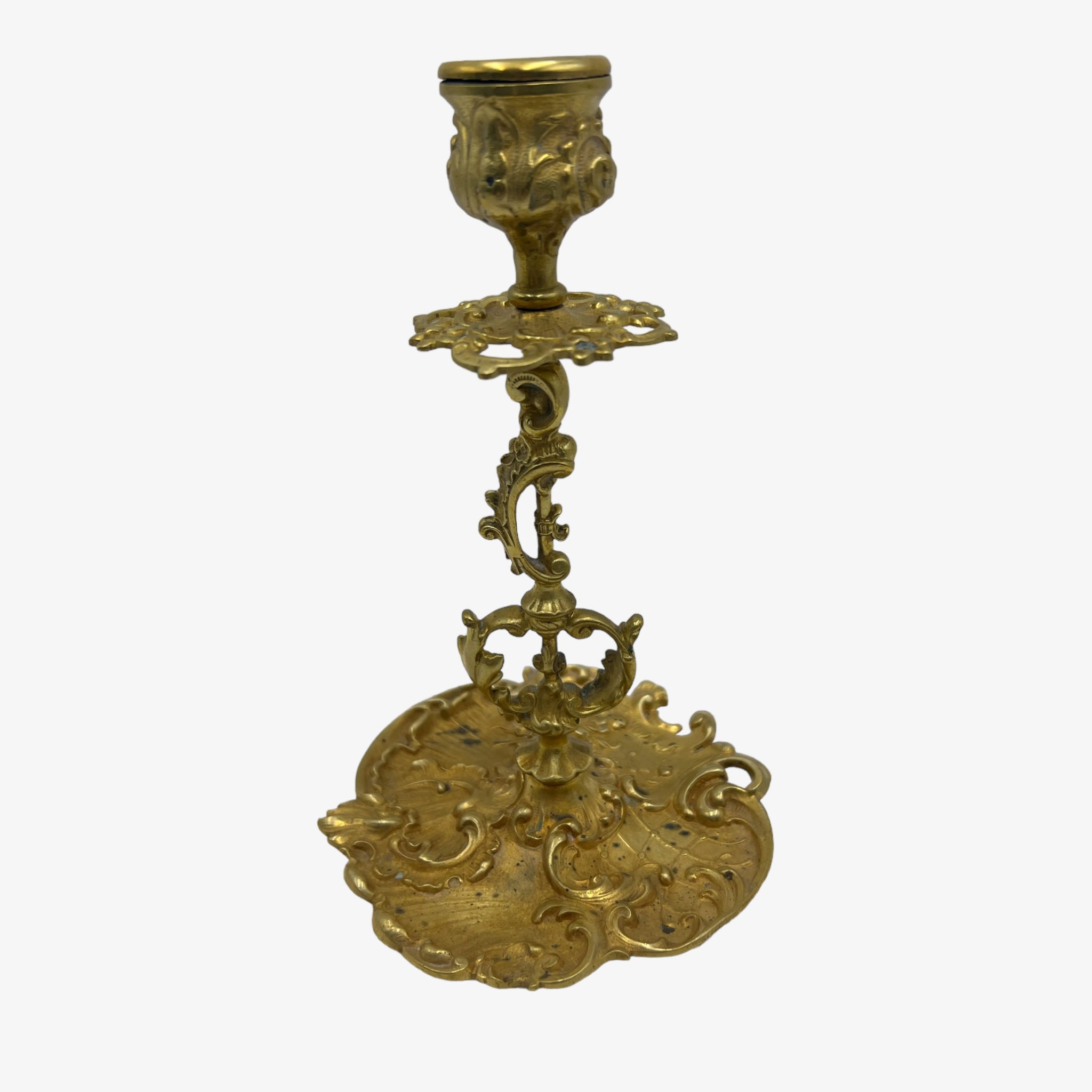 Antique Art Nouveau German Brass Candle Holder