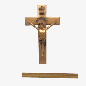 Vintage Cast Metal Casket Crucifix - Copper Color