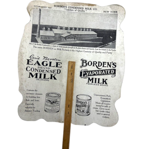 Antique Victorian Borden's Condensed Milk Hand Fan Advertisement