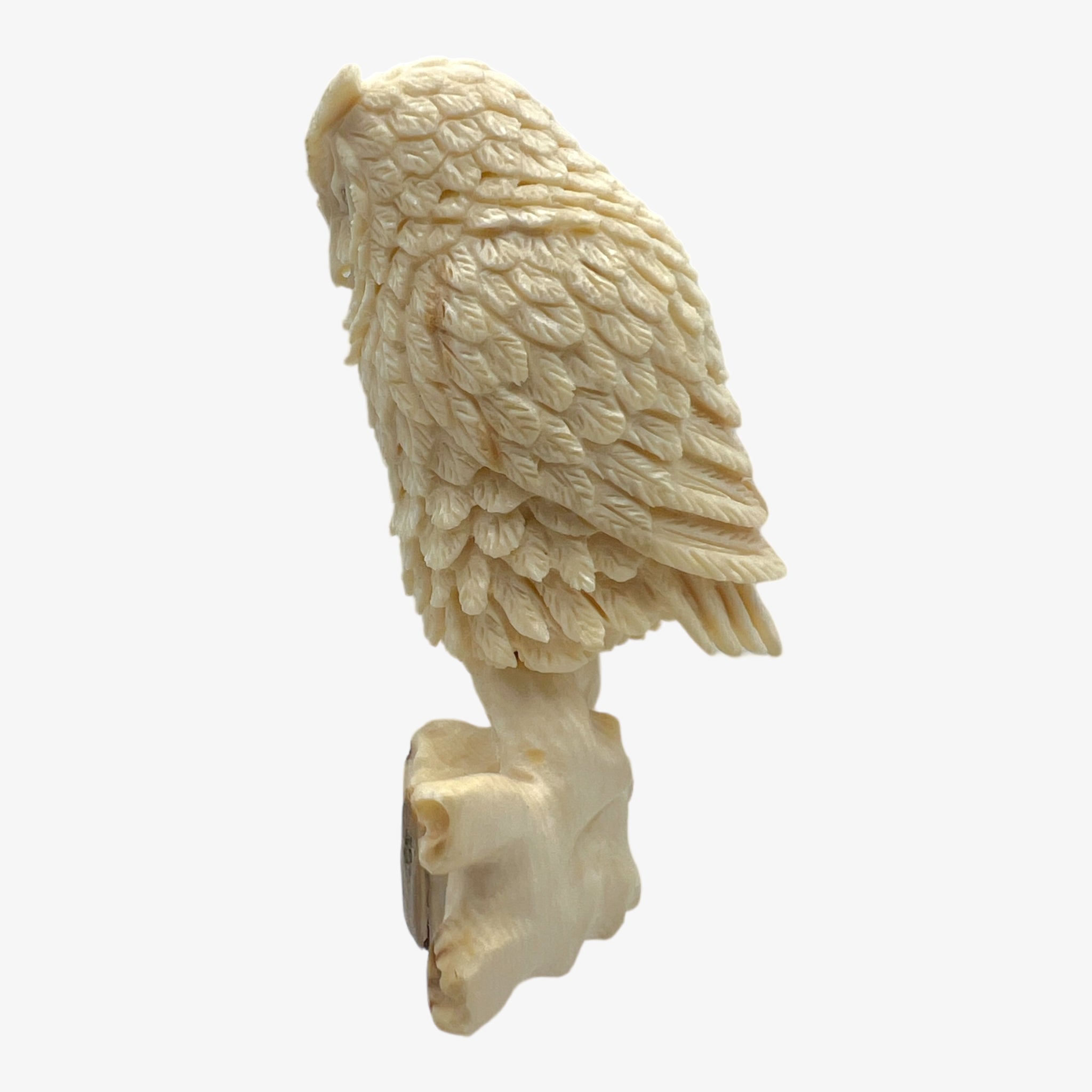 Hand Carved Owl Figurine Fossil Mammoth Tusk