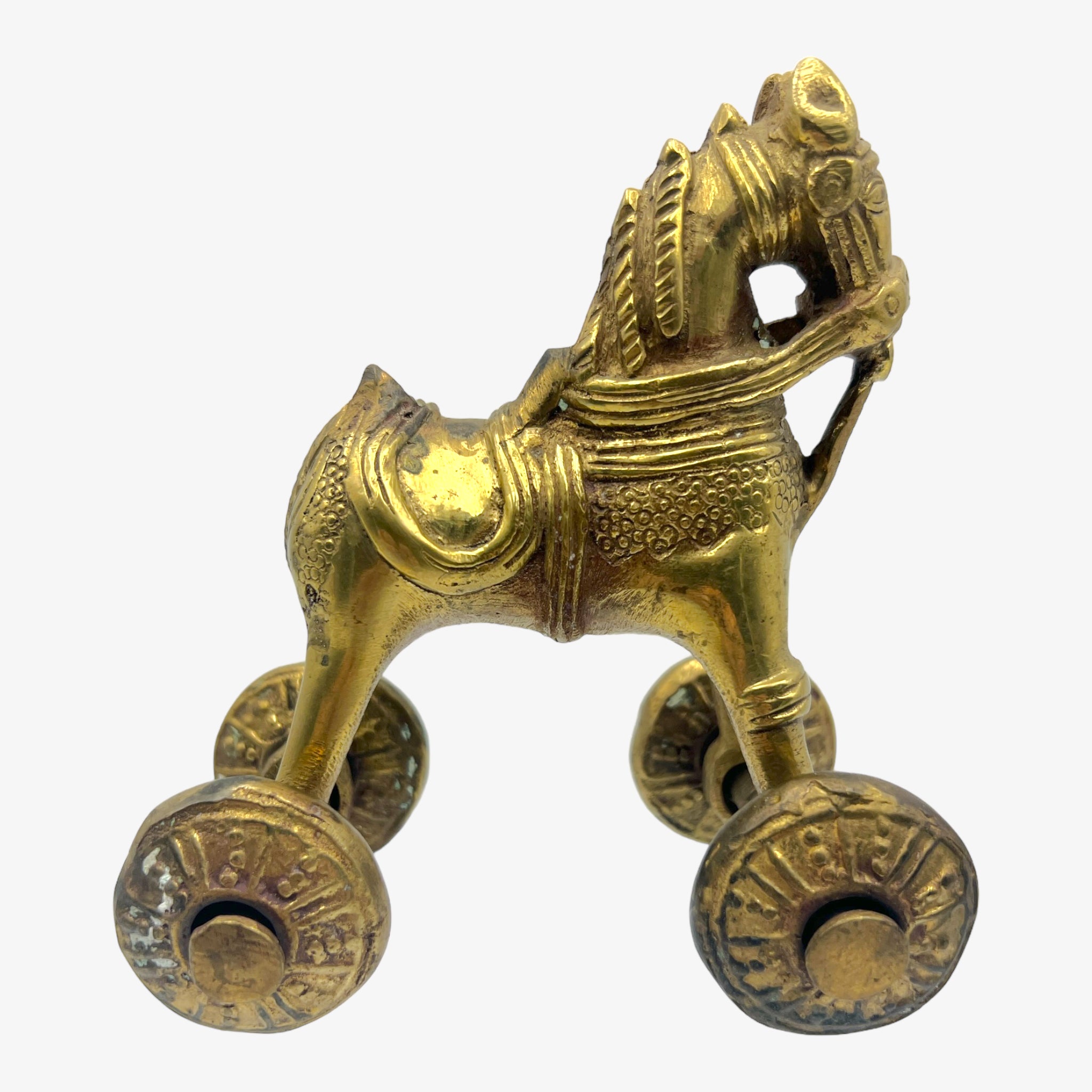 Antique Brass Horse Temple Toy From India