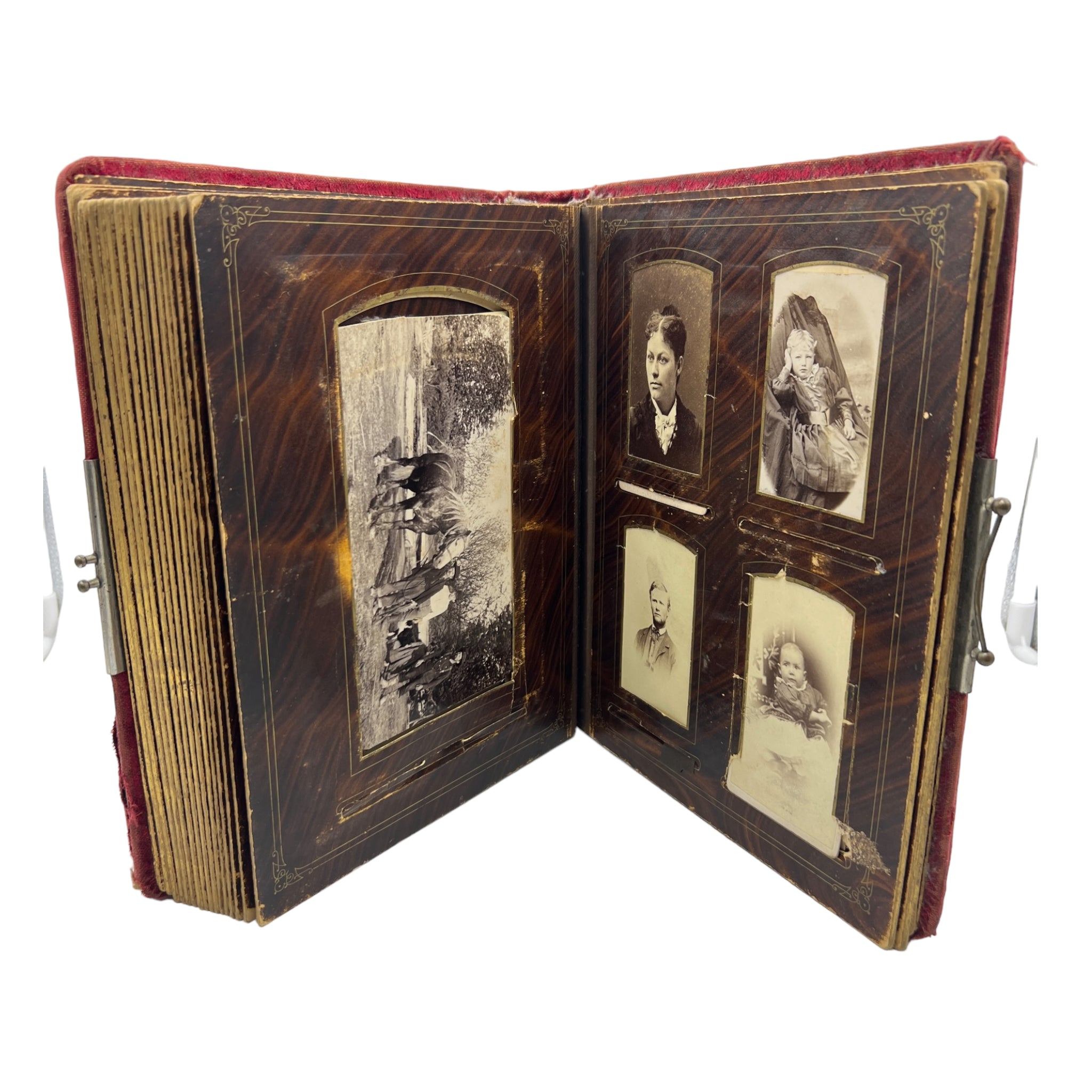 Antique Victorian Photo Album Complete With 54 Cabinet Cards