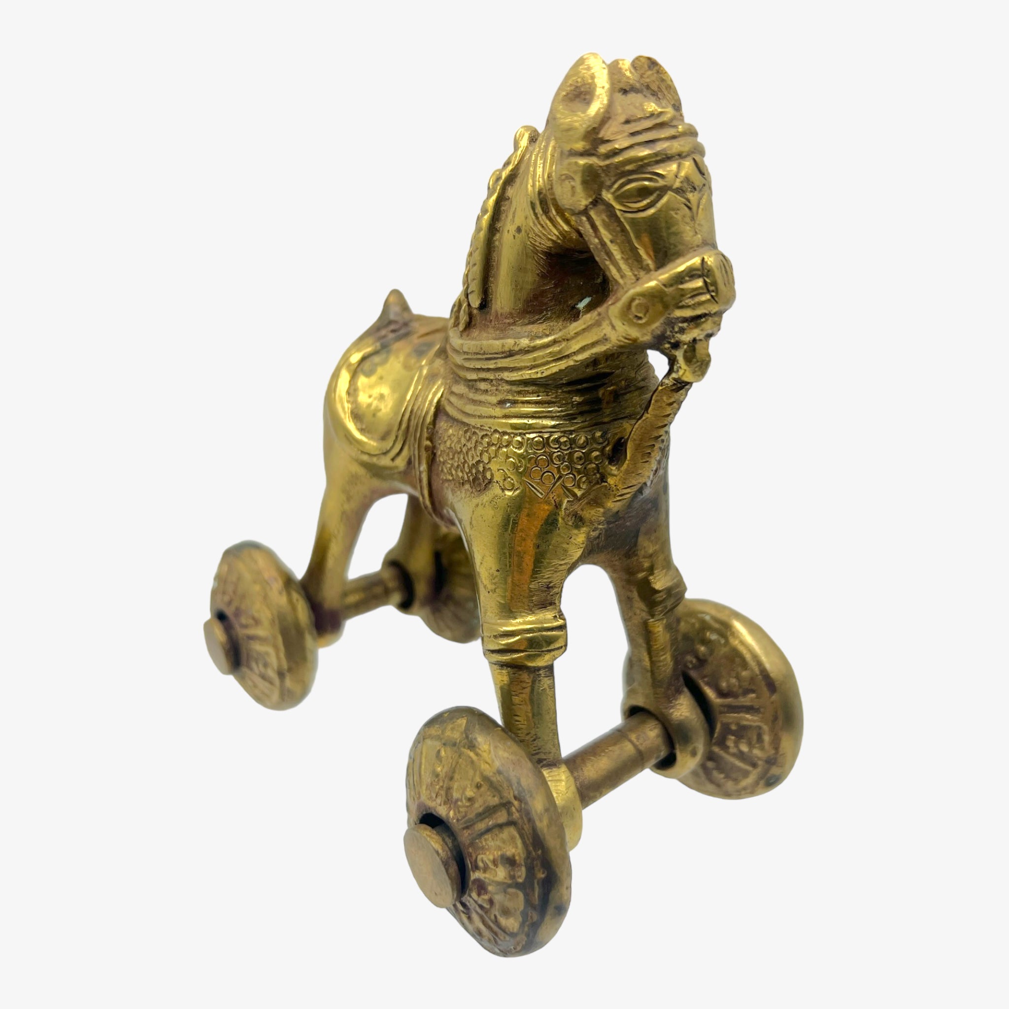 Antique Brass Horse Temple Toy From India
