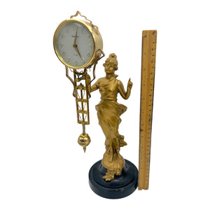 Vintage Linden "Diana" Bronze Statue Pendulum Clock