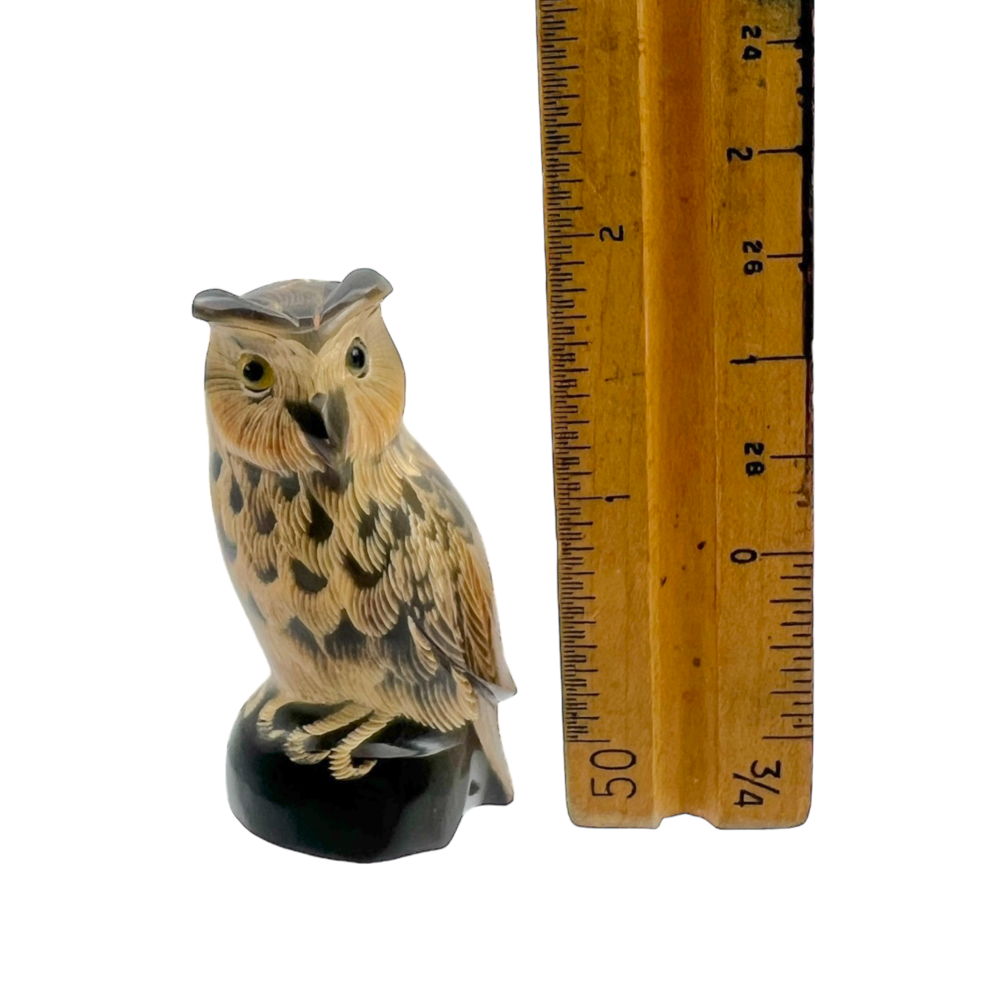 Chinese Carved Horn Owl Figurine