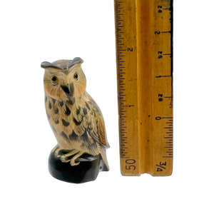 Chinese Carved Horn Owl Figurine