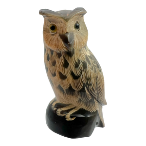 Chinese Carved Horn Owl Figurine