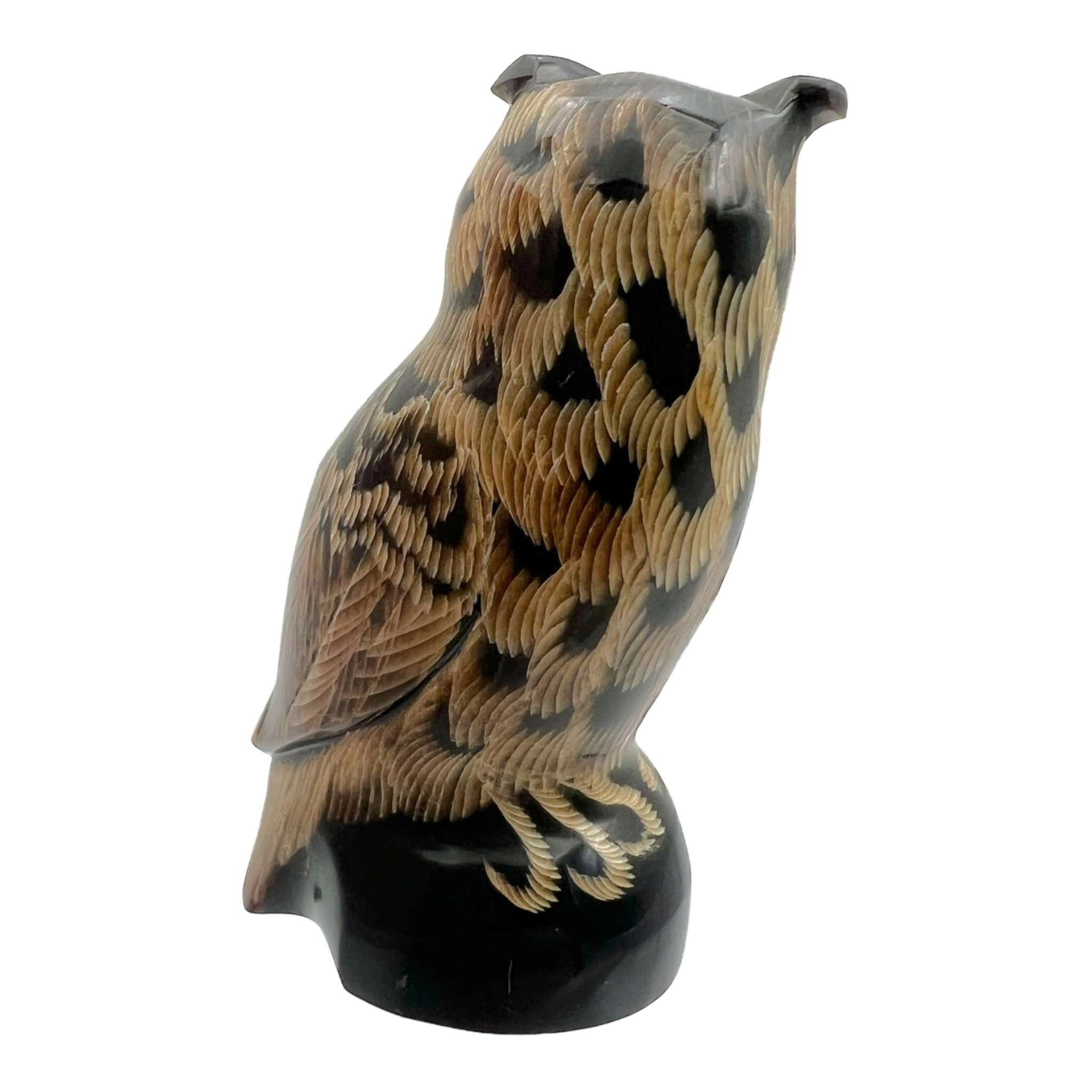 Chinese Carved Horn Owl Figurine