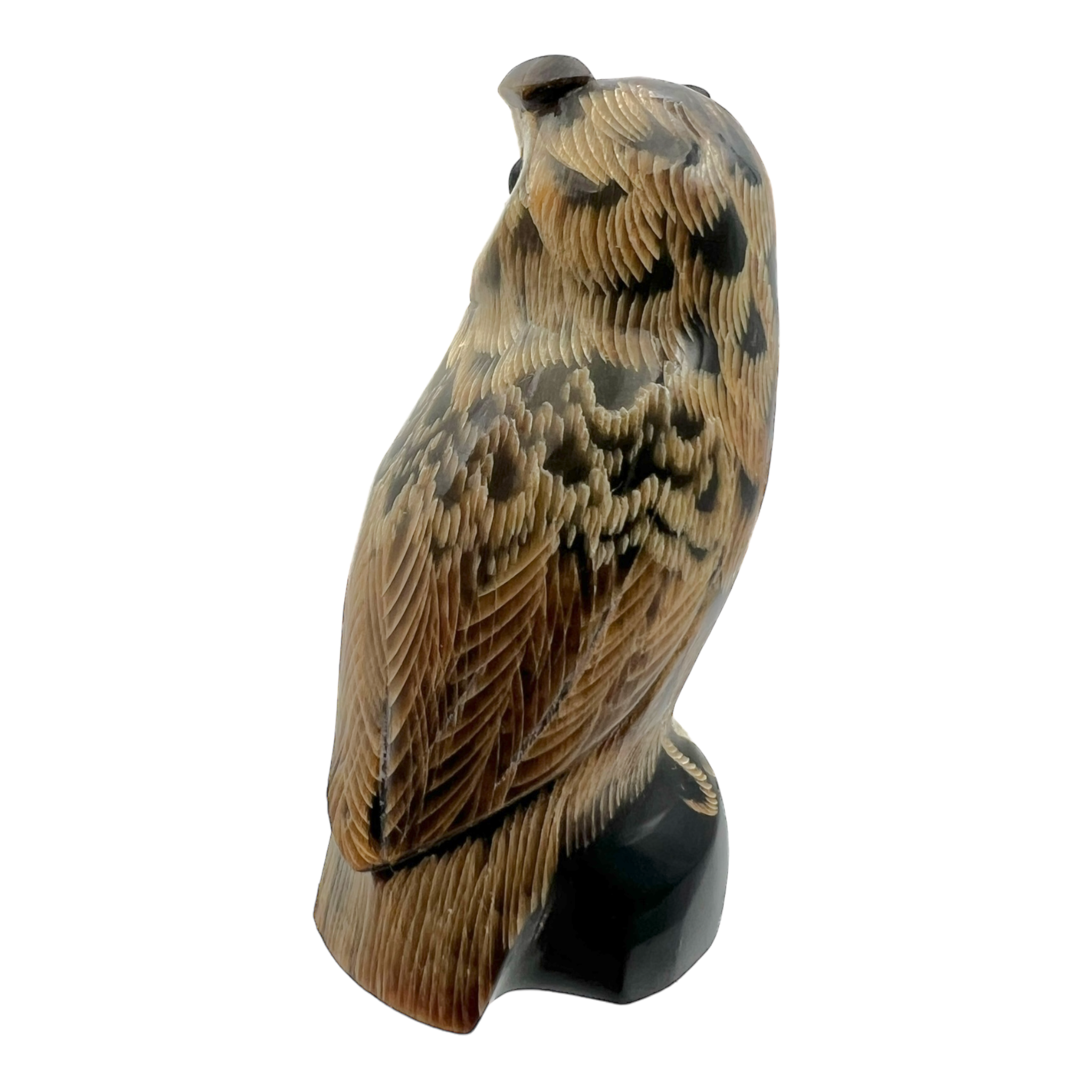 Chinese Carved Horn Owl Figurine