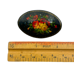 Vintage Hand Painted Russian Lacquer Brooch
