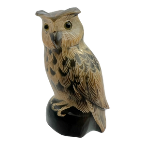 Chinese Carved Horn Owl Figurine