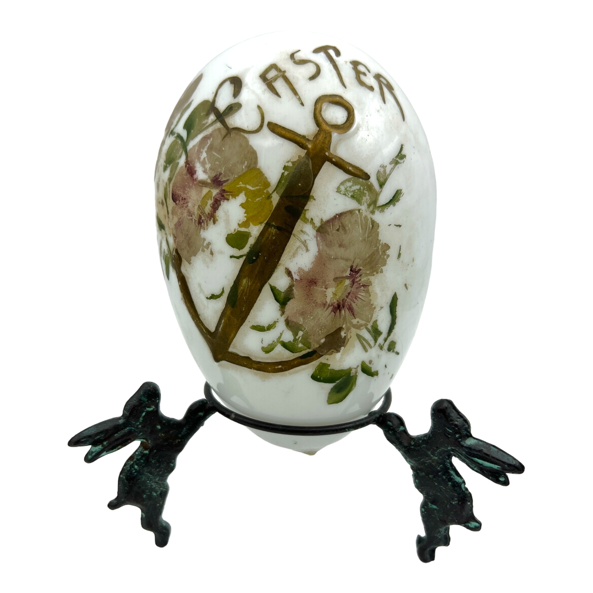Antique Victorian Hand Painted Glass Easter Egg