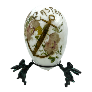 Antique Victorian Hand Painted Glass Easter Egg
