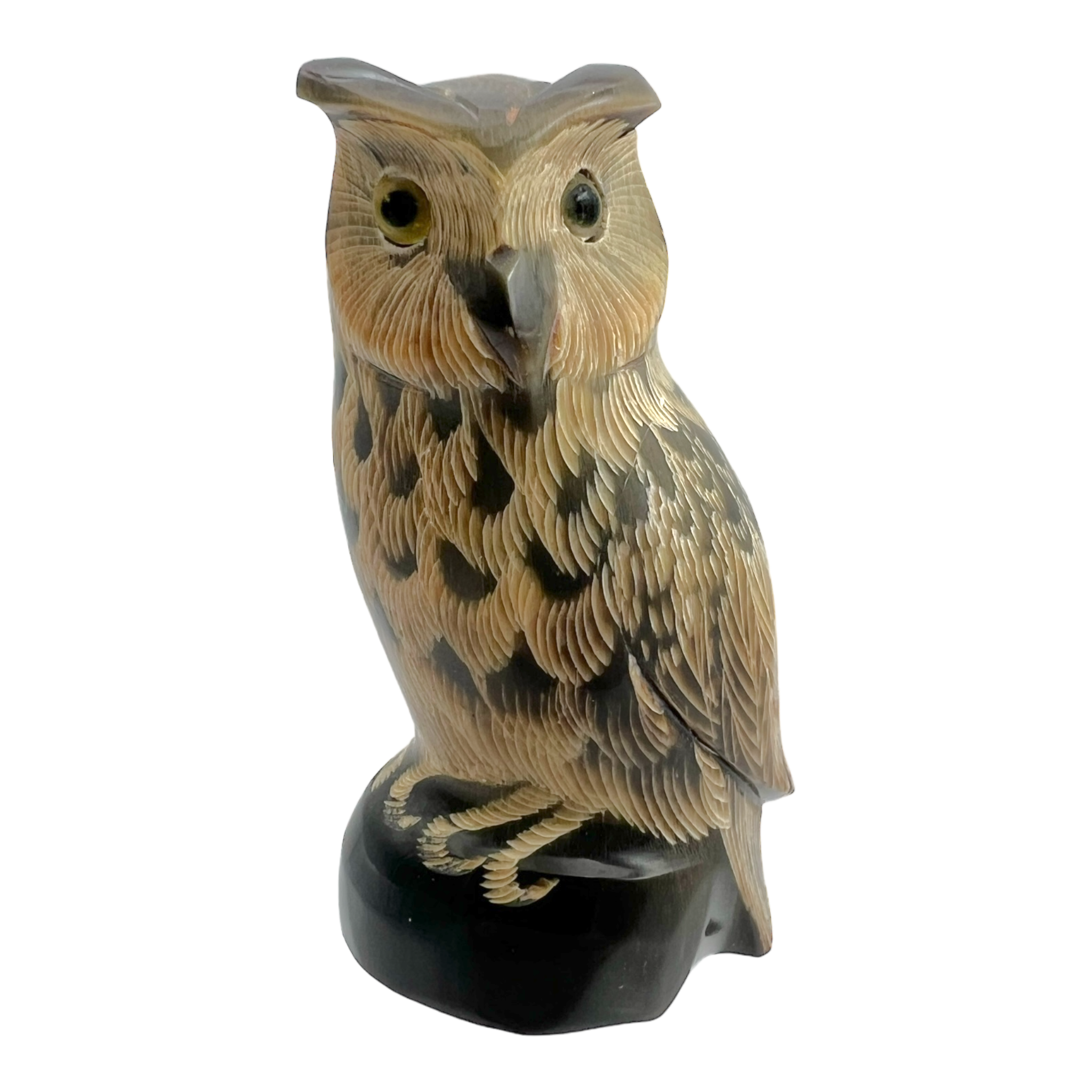 Chinese Carved Horn Owl Figurine