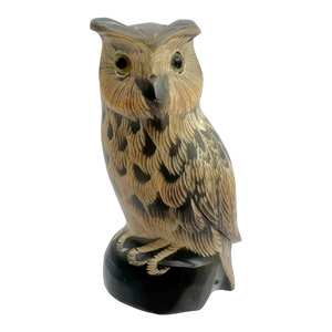 Chinese Carved Horn Owl Figurine