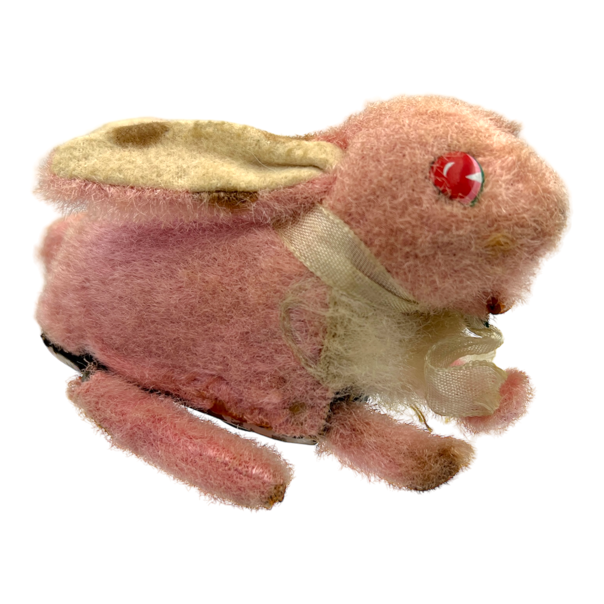 Vintage Wind-Up Pink Easter Bunny Tin Toy