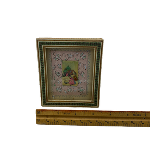 Vintage Persian Hand Painted Camel Bone in Inlaid Frame