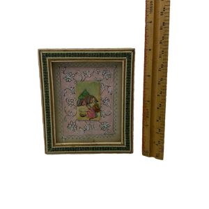 Vintage Persian Hand Painted Camel Bone in Inlaid Frame