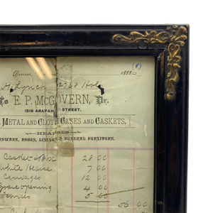 Antique 1888 Undertaker's Receipt