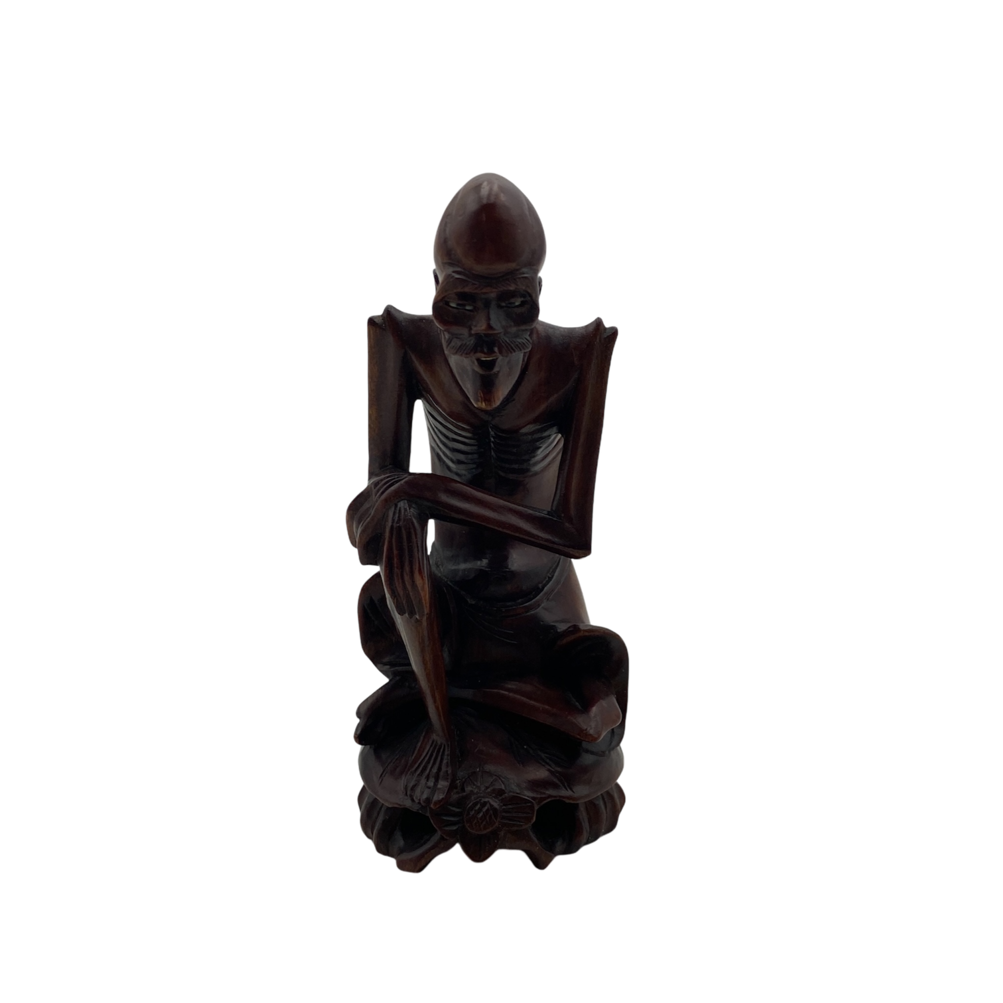 Antique Hand Carved Wood Emaciated Buddha Figurine