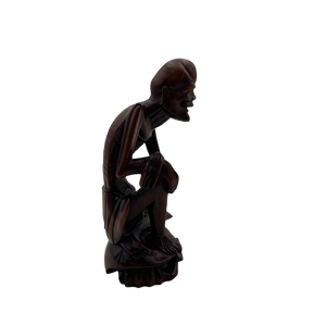 Antique Hand Carved Wood Emaciated Buddha Figurine