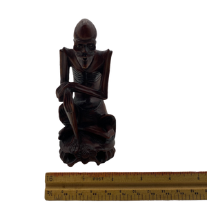 Antique Hand Carved Wood Emaciated Buddha Figurine