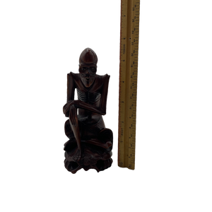 Antique Hand Carved Wood Emaciated Buddha Figurine