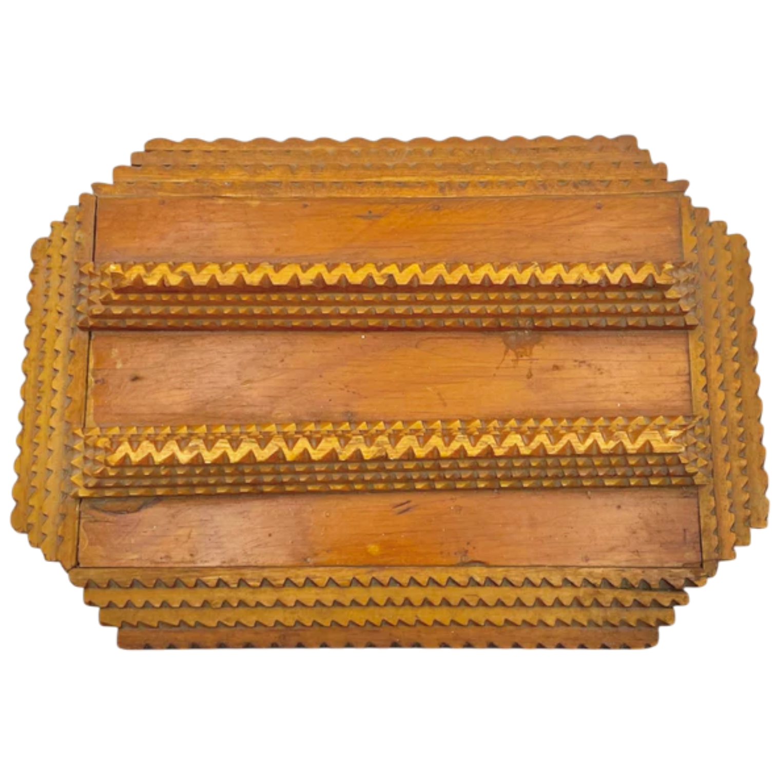 Antique Tramp Art Wooden Chest