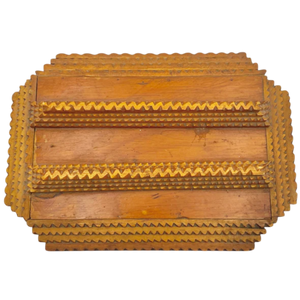 Antique Tramp Art Wooden Chest