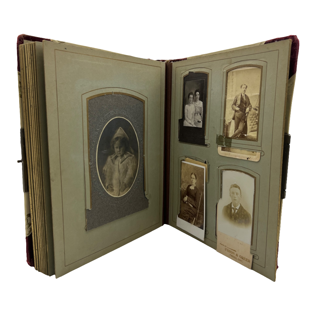 Antique Celluloid Victorian Photo Album +35 Antique Photos Included