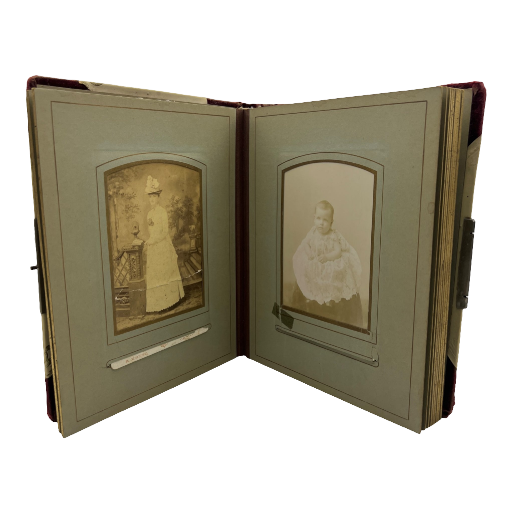 Antique Celluloid Victorian Photo Album +35 Antique Photos Included