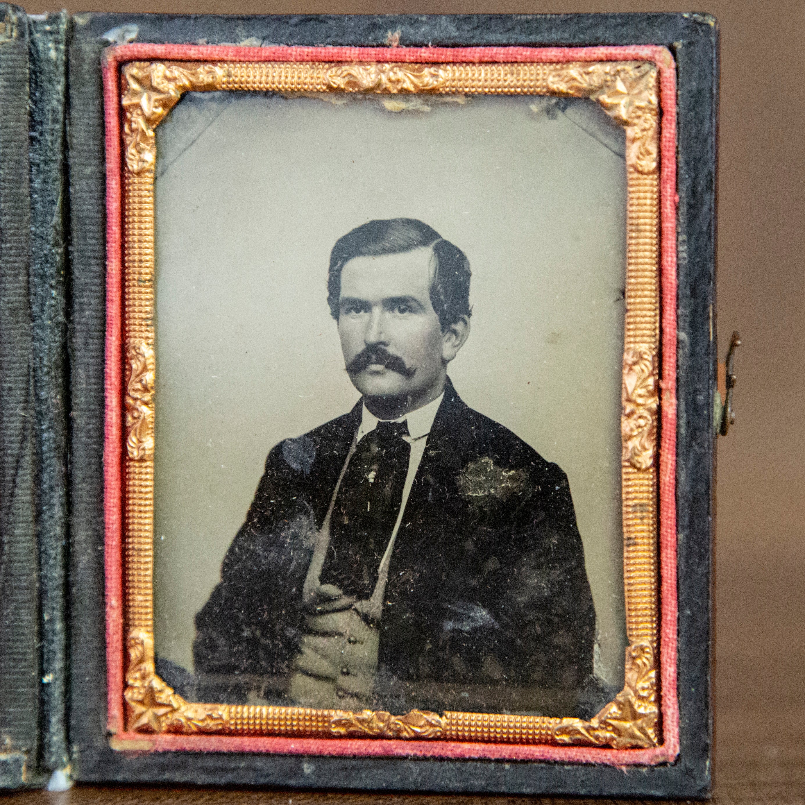 Antique Framed Ambrotype of Mustached Man
