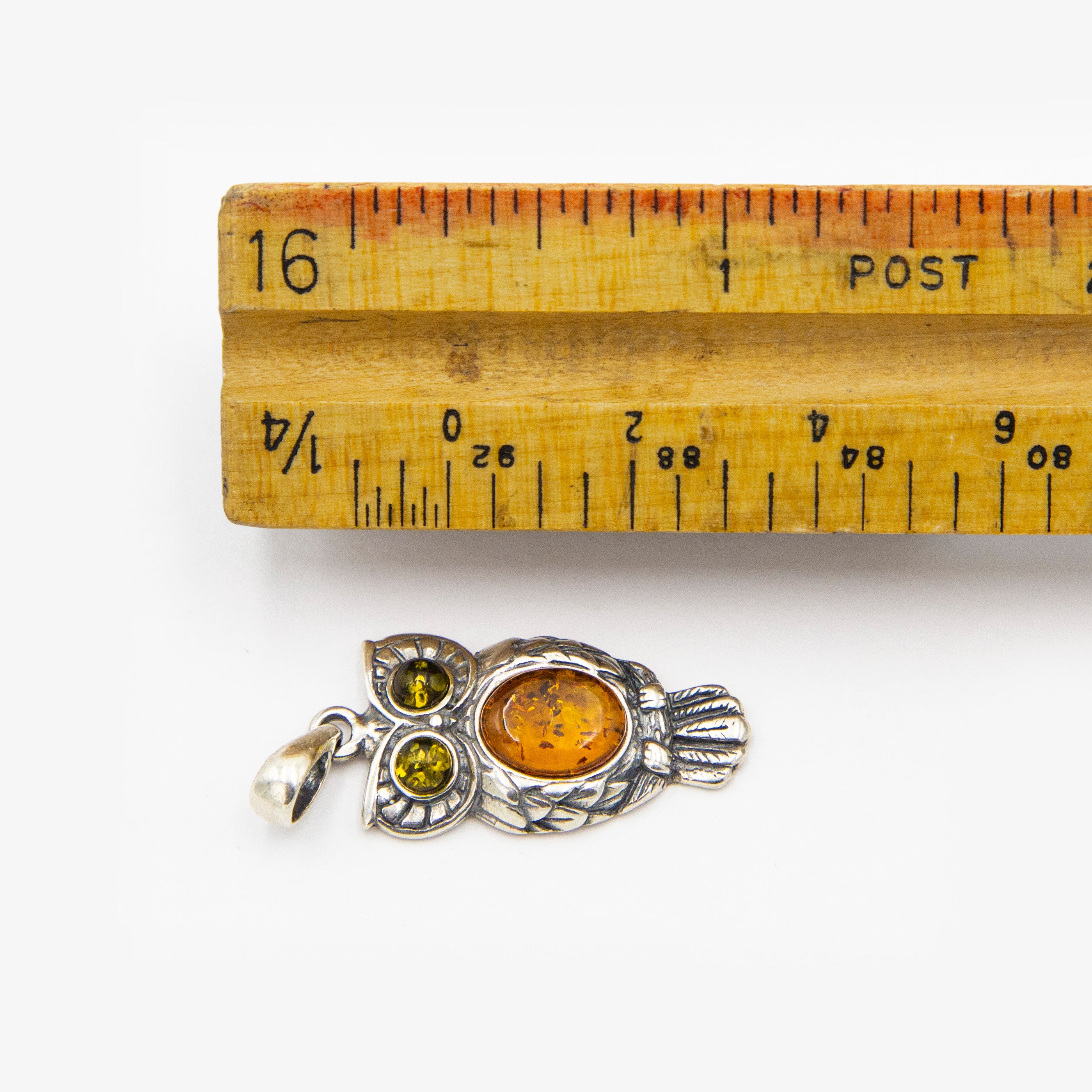 Sterling Silver Baltic Amber Wise Owl Pendant