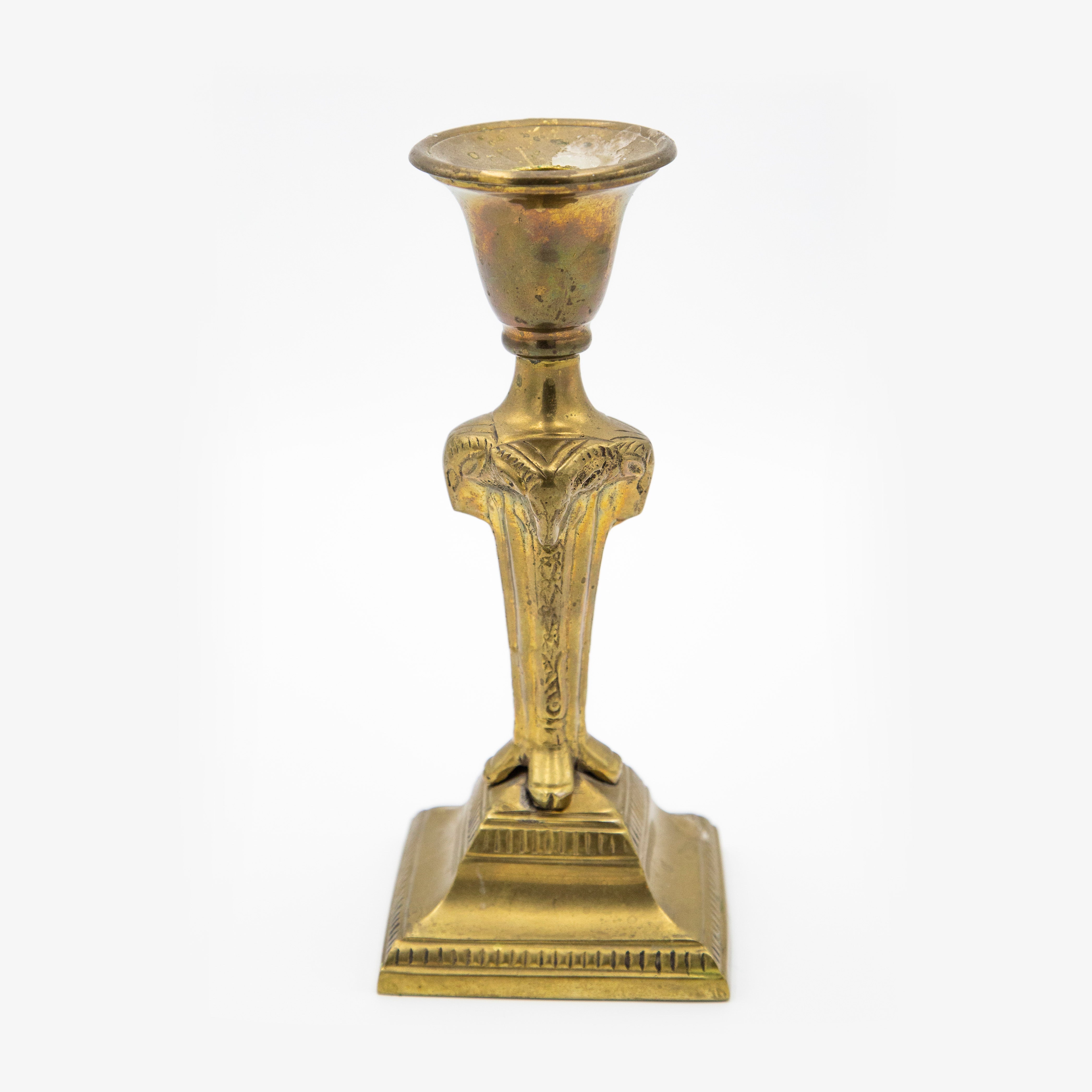 Vintage Brass Ram Candle Holder