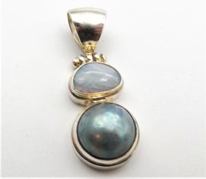 Sterling Silver Blue Opal Mabe Pearl Pendant