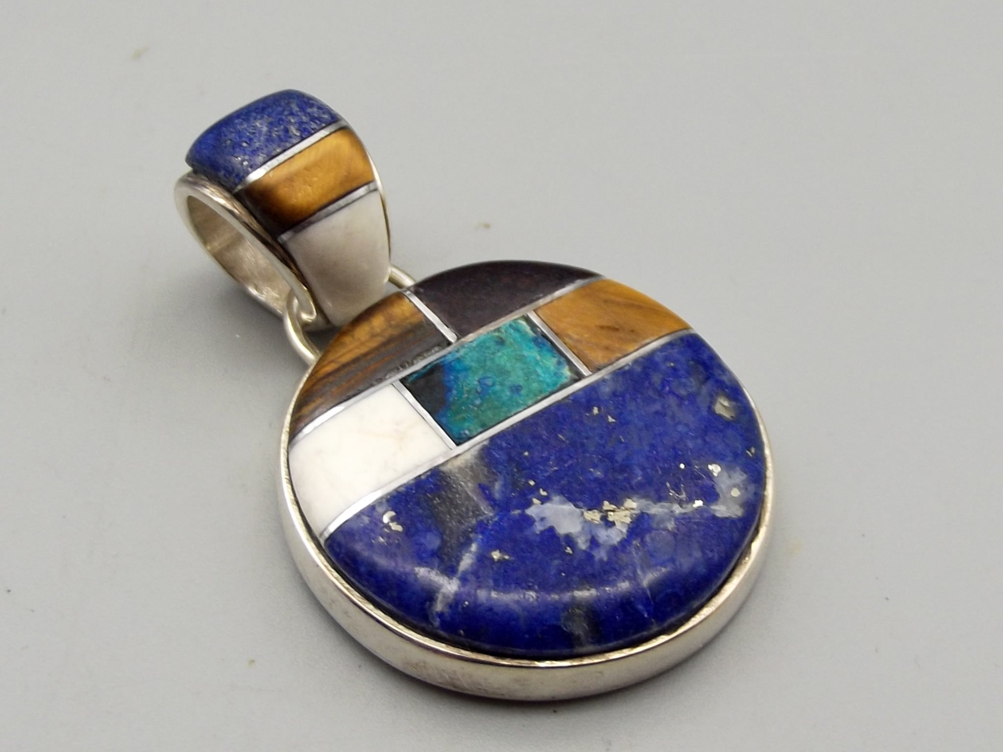 Sterling Silver Multi-Stone Inlay Pendant